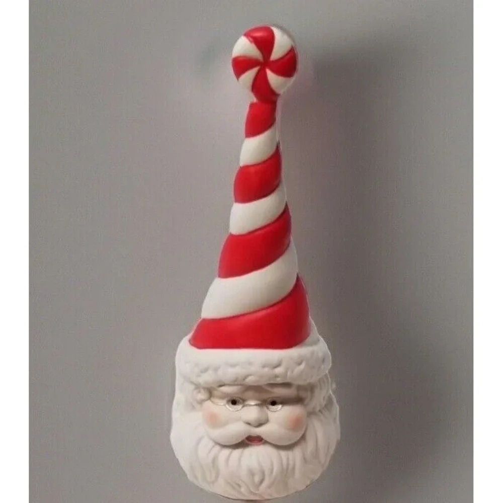Partylite Retired Ceramic Peppermint Santa Christmas Candle Snuffer - EUC‎ - Picture 6 of 9